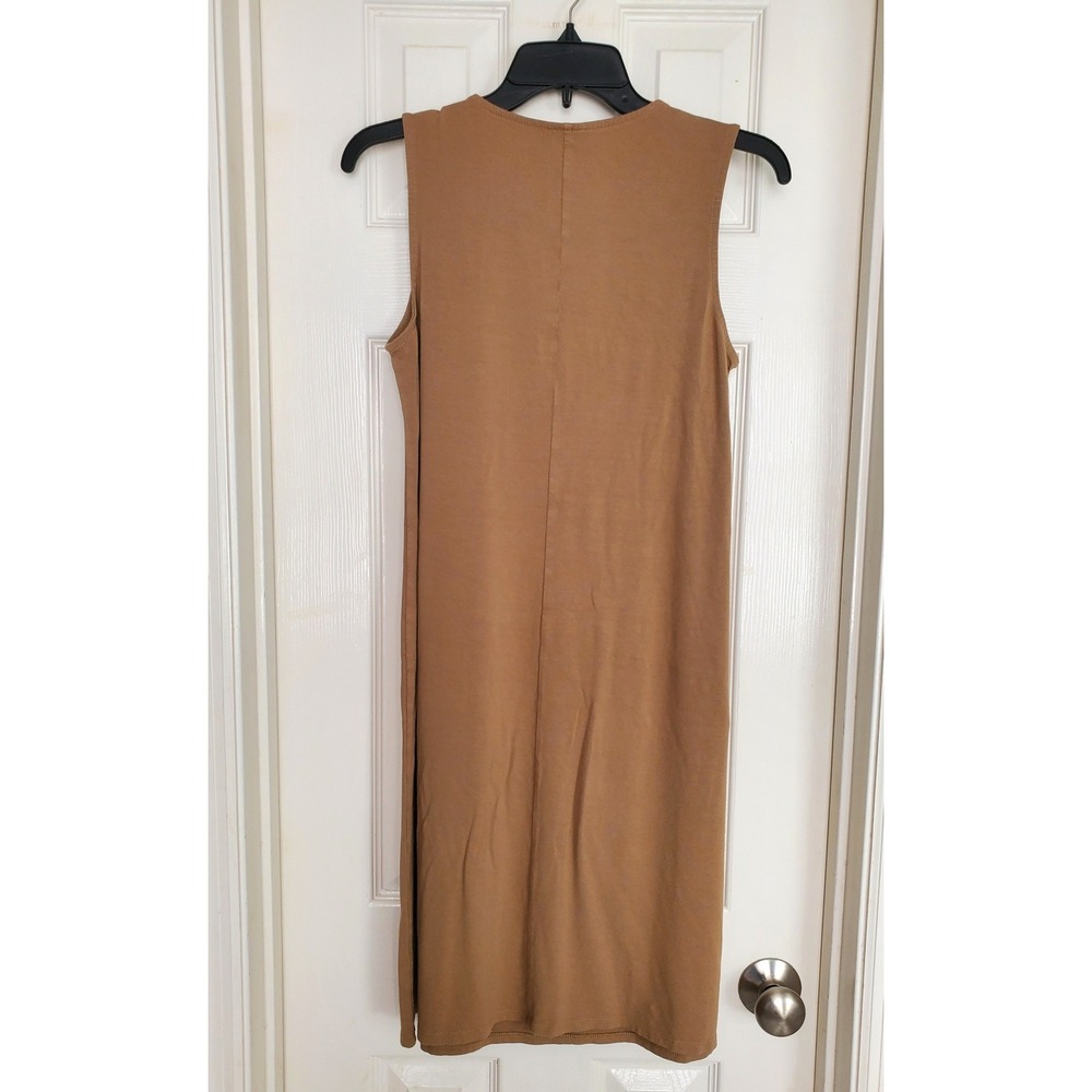 J. Jill Midi Dress Brown Sleeveless Pleated Wearever Stretch Shift Casual Work S